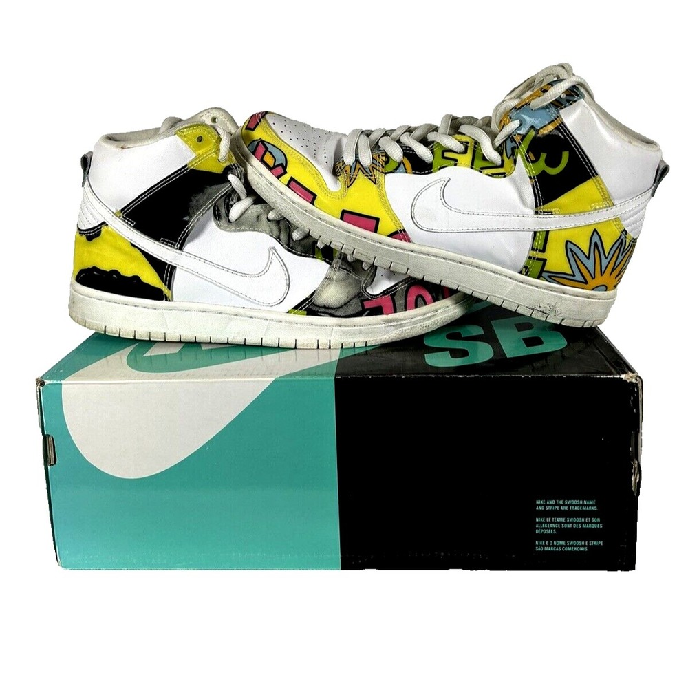 NIKE DUNK HIGH Sneaker Men's 9.5 PRM SB 2015 DE LA SOUL WHITE FIREFLY